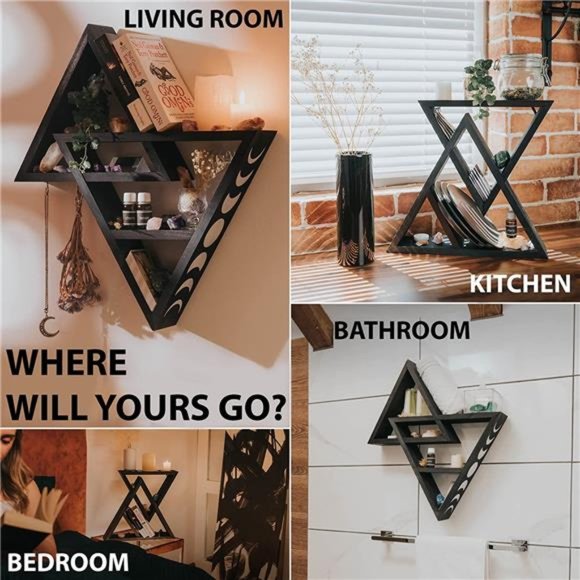 Moon Shelf with Dream Catchers - 20.4" Large Crystal Display Shelf, Gothic Room - Picture 5 of 5